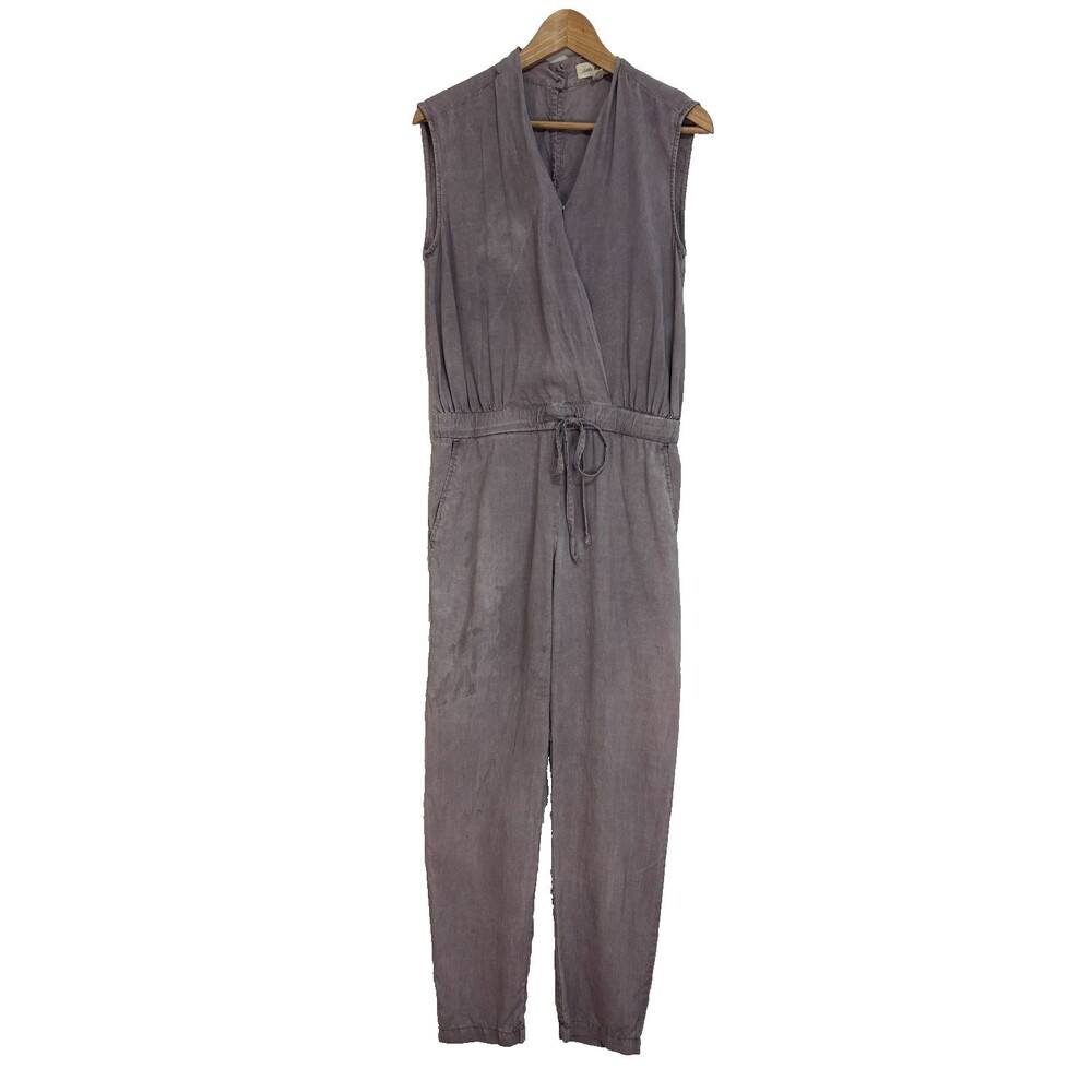 Cloth & Stone XS Wrap-Top Sleeveless Tencel Lyocell Jumpsuit Lavender Drawstring